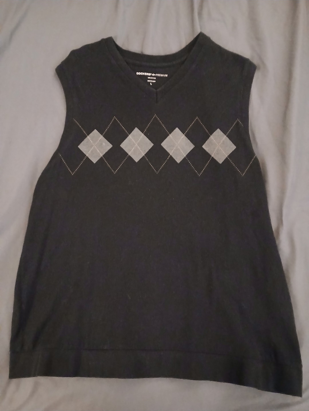 Dockers VTG Retro Black and Gray Lightweight Knit Cotton Vest - Size Large
